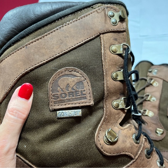 SOREL Kaufman BROWN Olive BOOTS Gore-Tex Waterproof Insulated Heavy Treads Sz 9 - Picture 5 of 13